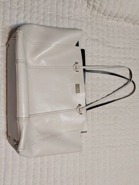 kate spade White Leather Tote with Double Straps